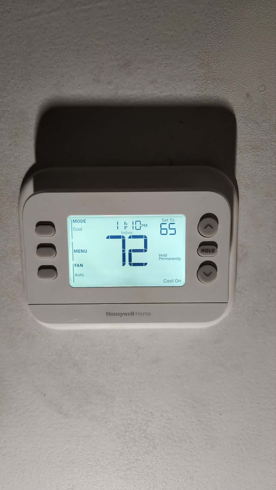 Honeywell Home thermostat installed and cooling